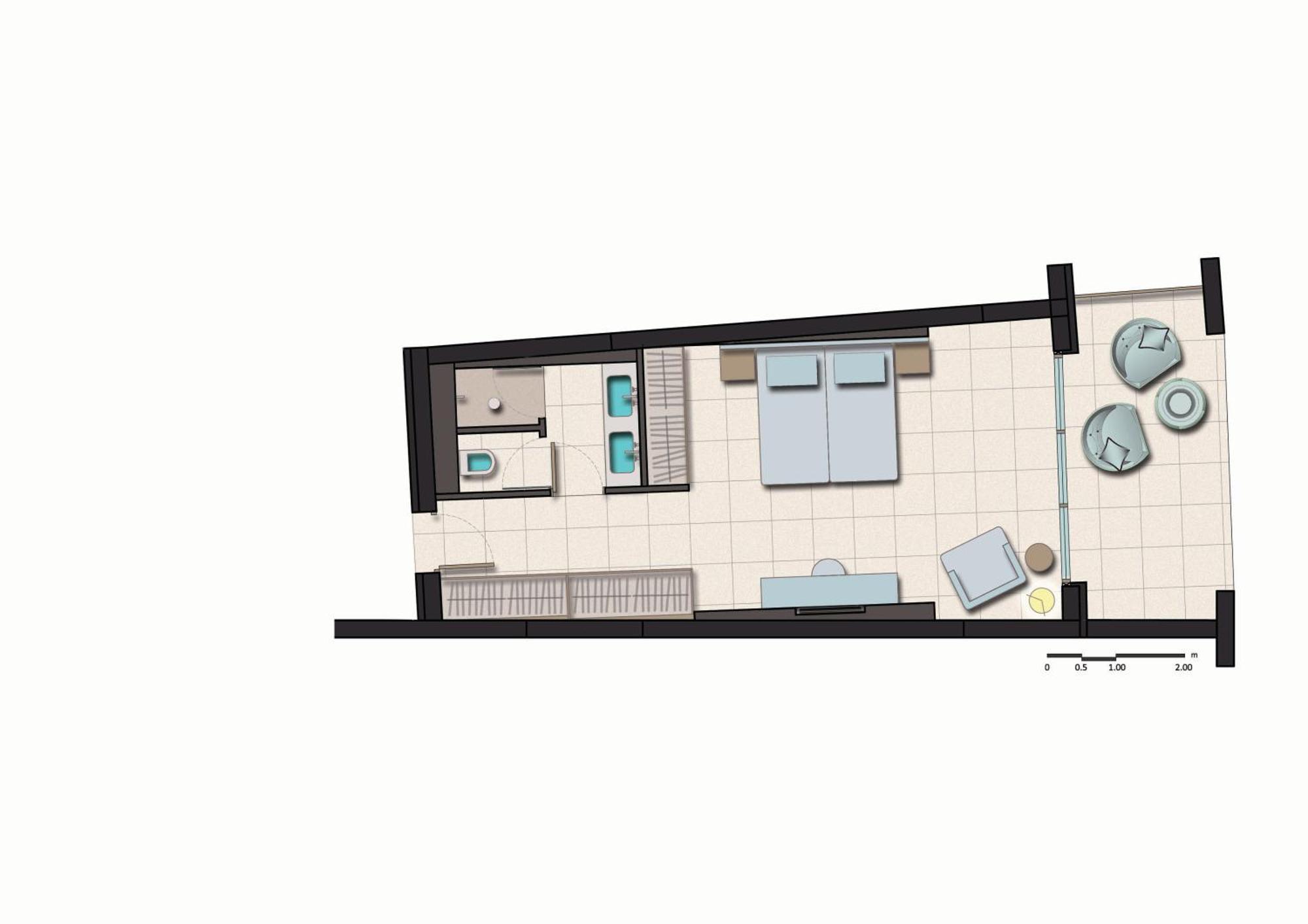 Miraggio Thermal Spa Resort Paliouri Rum bild Floorplan of a typical studio apartment